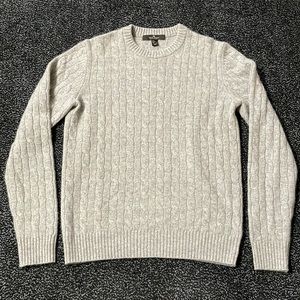 100% 2 Ply Cashmere Gray Cable Pullover Sweater